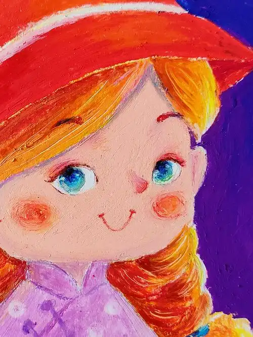 油画棒女孩儿童画 - 原创作品 - 站酷(zcool)