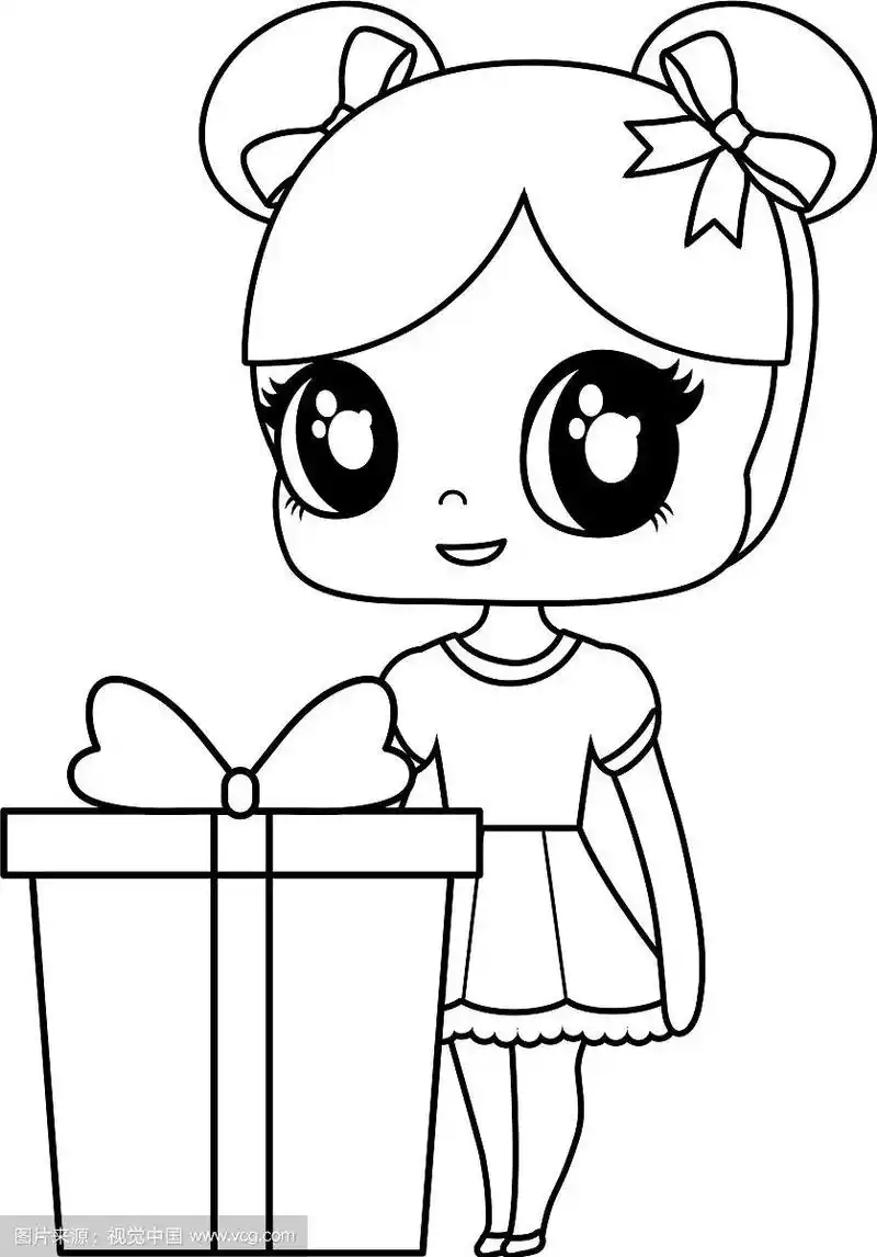 可爱的小娃娃和礼盒