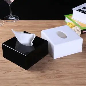 餐厅纸巾盒塑料抽纸盒简约创意饭店小正方形餐巾纸盒黑色定制logo