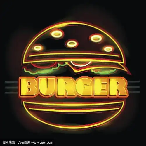 汉堡店的霓虹灯招牌