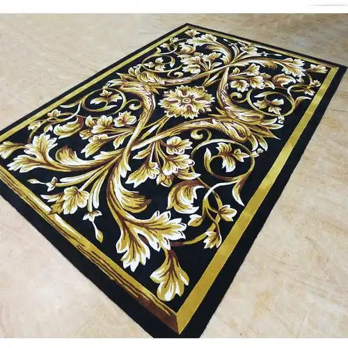 豪华金色花卉区地毯为家庭和酒店