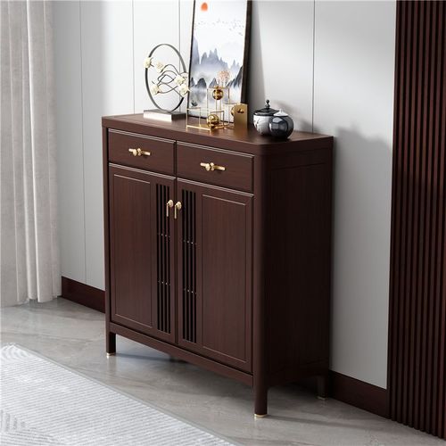 新中式全实木鞋柜家用门口纯实木柜子鞋架子储物柜放鞋柜榄仁木