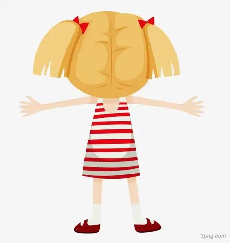 卡通小女孩背影女孩背影孩子背影红裙子女孩背影黄头发女孩小孩背面