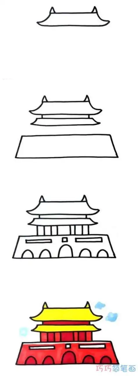 北京天安简笔画怎么画简单又漂亮天安门简笔画 北京天安门城门的简单