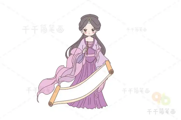 古风手绘唐朝仙女图片_古风人物简笔画