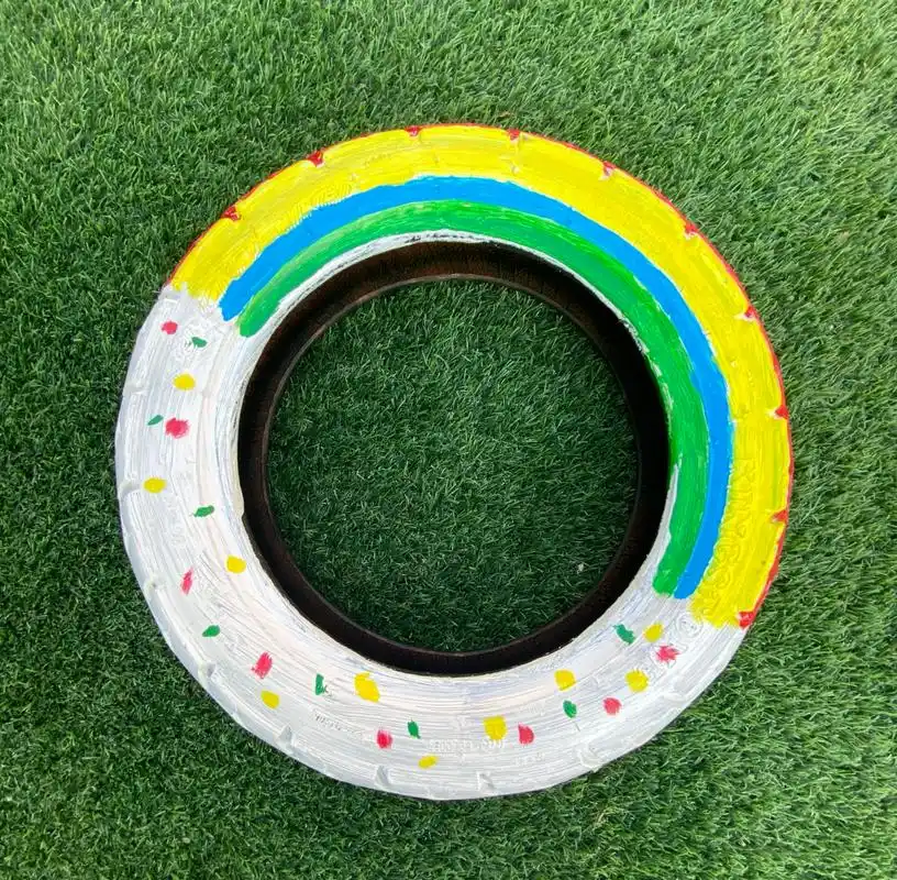 轮胎画轮胎彩绘幼儿园环创 轮胎画