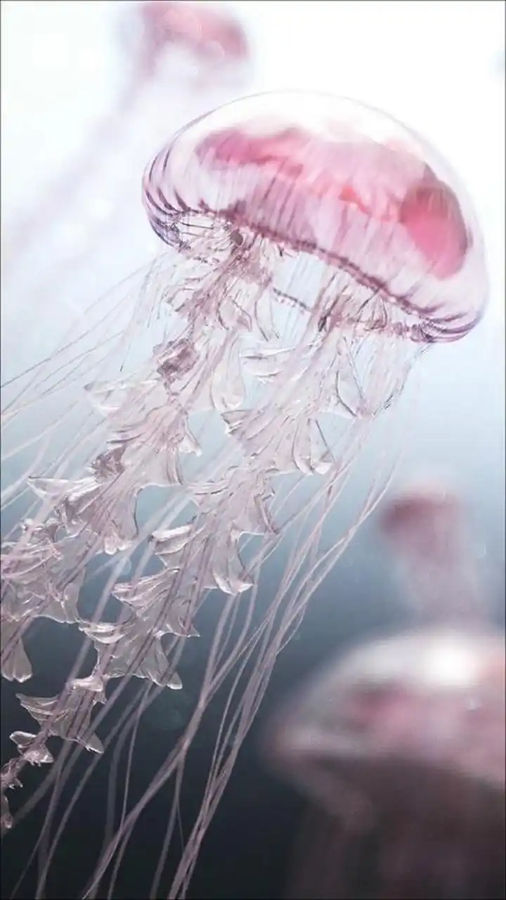 花篮水母是一种非常常见的小型水母,外表呈现美丽的粉红色,像一朵盛开