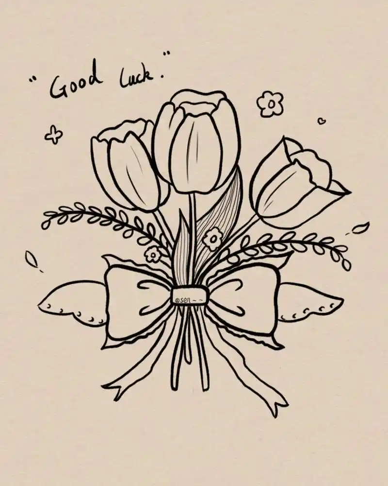 93郁金香花束简笔画|附过程 新手小白一看就会,快@好朋友给你画!