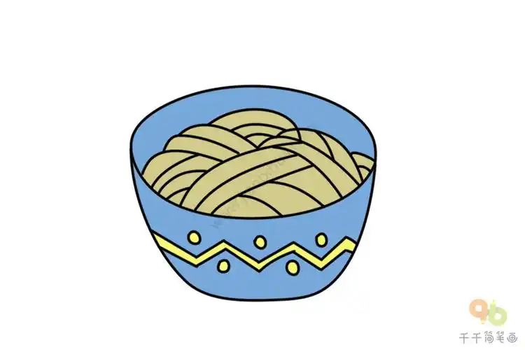 宽面条简笔画教程_主食简笔画