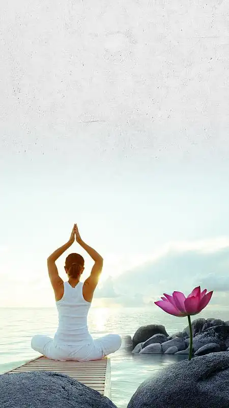 灰色中国风瑜伽psd分层h5背景素材