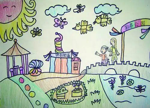 美丽的公园_水彩画-查字典幼儿网儿童画