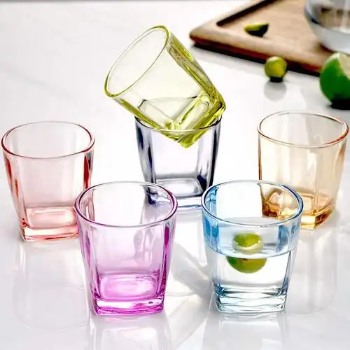 彩杯子水杯玻璃套装可爱图片