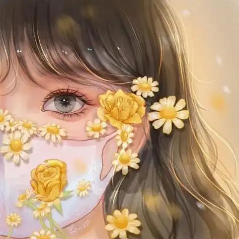 女生头像口罩花将春天戴在脸上