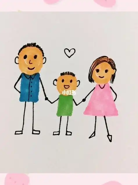 全家福|温馨插画|简笔画插画简笔画全家福我是小朋友手拉手简笔画一家