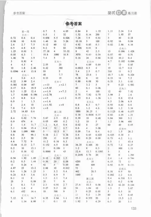 2021年品优口算练习册天天练五年级下册人教版答案——青夏教育精英