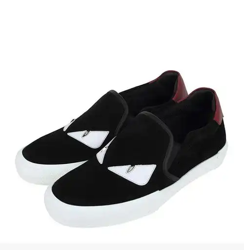 fendi/芬迪 男士黑色皮质一脚蹬小怪兽运动鞋休闲鞋低帮板鞋男鞋