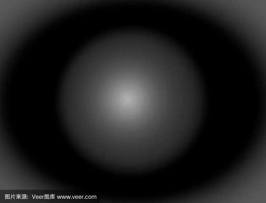 抽象渐变黑白色圆圈与模糊效果在黑色背景上的插图