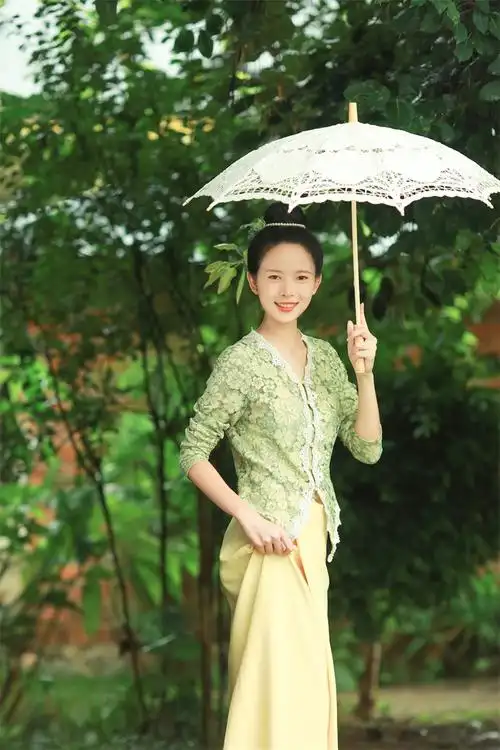 沙芭利娘惹装西双版纳傣族服装小娘惹月娘同款写真民族服装 浅绿色