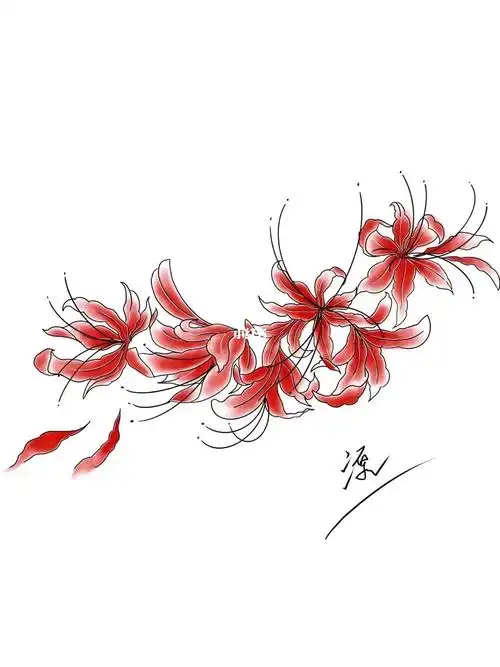 彼岸花纹身手稿