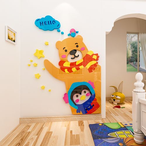 亚克力卡通门贴儿童墙面装饰房间卧室床头布置墙贴