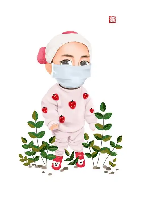 戴口罩的粉色小宝宝