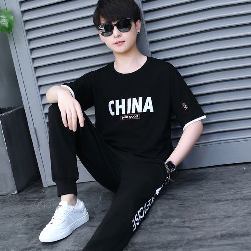 14岁两件帅气中学生中高初中套装大童夏季男孩t恤