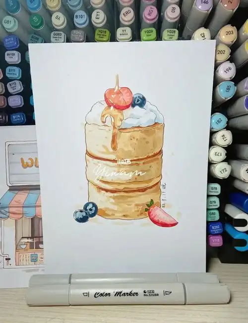 马克笔手手绘甜品线稿