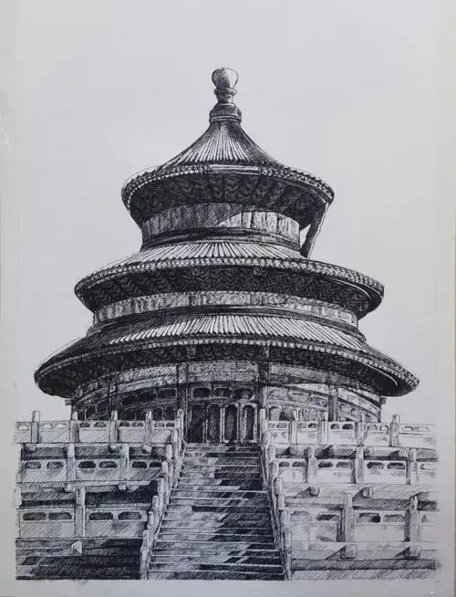 线描天坛含过程这爆棚的治愈感