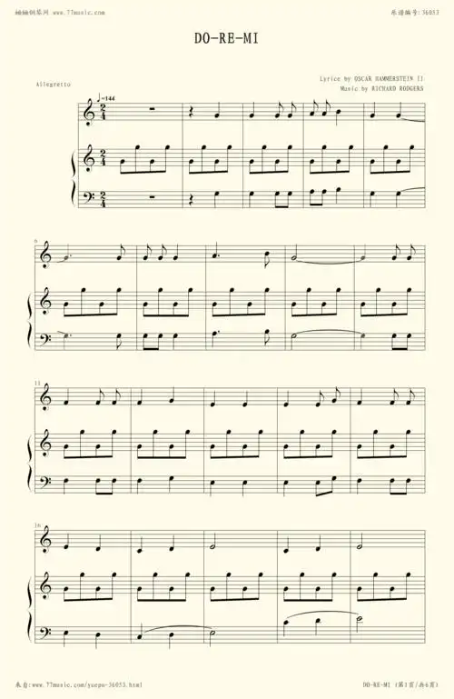 of music,钢琴谱》音乐之声,richard rodgers(理查德·罗杰斯)(五线谱