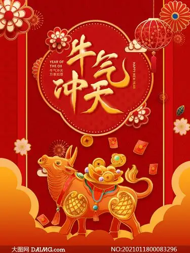 2021牛年牛气冲天主题海报psd素材