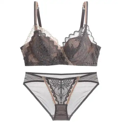 大婵曼复古蕾丝文胸套装聚拢调整型内衣胸罩透气舒适无钢圈文胸女