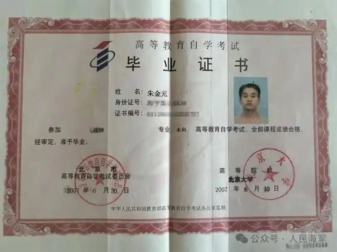 朱金元的本科毕业证.