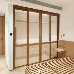 轻奢复古长虹玻璃藤编推拉门卧室移门别墅实木烤漆室内门全屋定制