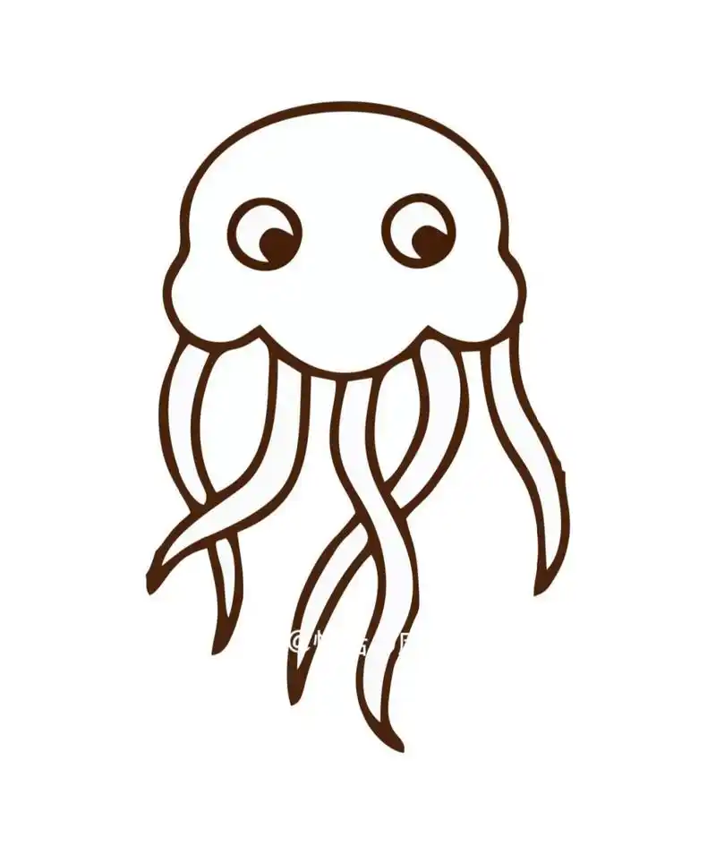 简笔画| 海洋生物可打印涂色 都是平时小孩子练绘画涂色的海洋生物