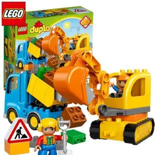 乐高德宝系列儿童益智拼装积木玩具礼物卡车和挖掘机套装10812新
