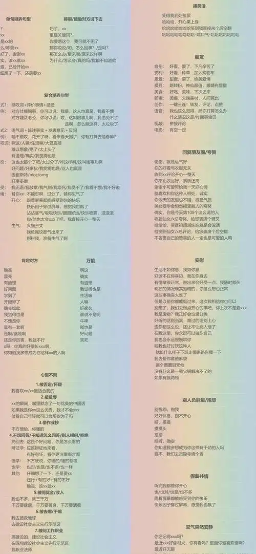 聊天万能回复模版