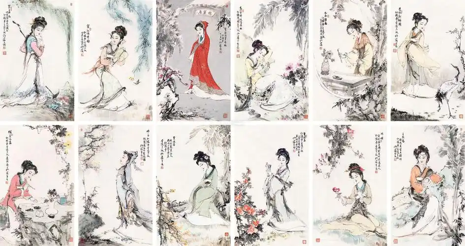 0483 十二金钗 镜片 设色纸本