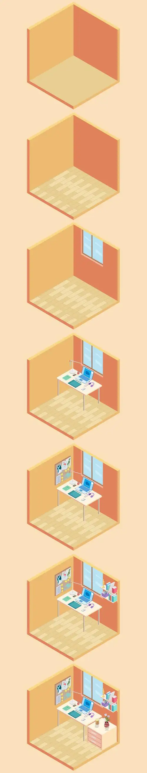 2.5d室内场景插画临摹