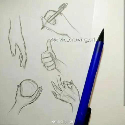 分享一波手的画法~ #手绘插画教程#(作者:elvira_drawing_art )转