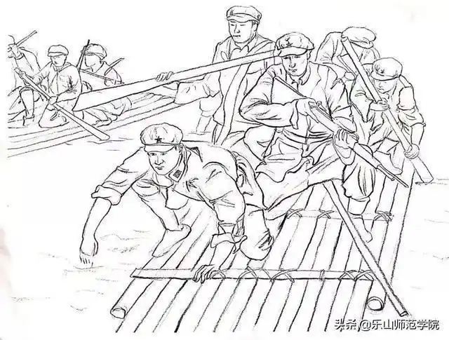 乐山师范学院学子画作勇渡乌江天险