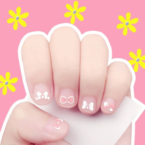 热销女孩指甲贴_儿童指甲贴韩国防水指甲贴蝴蝶结美甲贴花环保无毒
