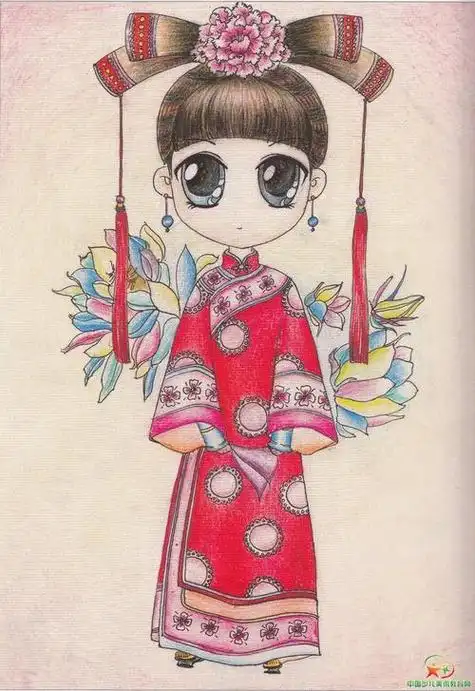 满族格格简笔画还珠格格全部人简笔画美丽三位小格格简笔画古代人物简