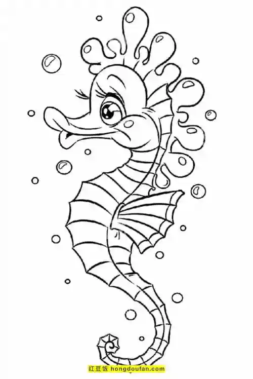 5张神奇有趣的海马卡通简笔画海马要如何画
