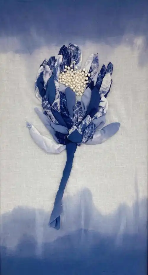 夏天的花朵 (扎染布手工作品)