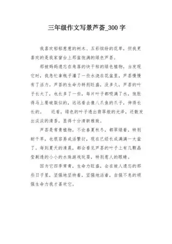 三年级作文写景芦荟300字