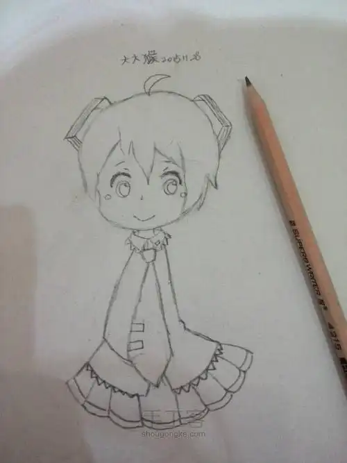 初音未来简笔画q版手绘