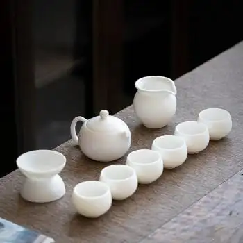 兮元记素烧西施壶茶具套装家用高档陶瓷办公室会客茶壶茶杯功夫泡茶小