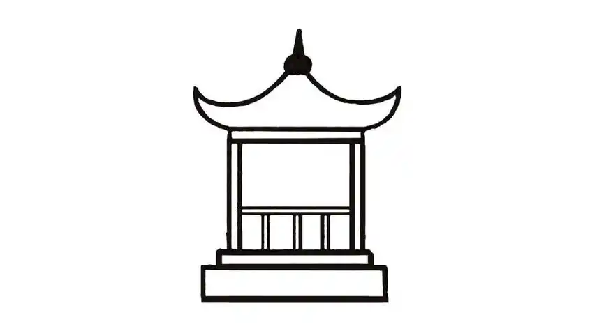 猫在亭子上简笔画