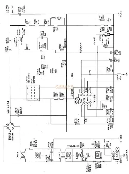 三星液晶彩电bn44-00260a电源 背光灯二合一板中的有源pfc电路如图
