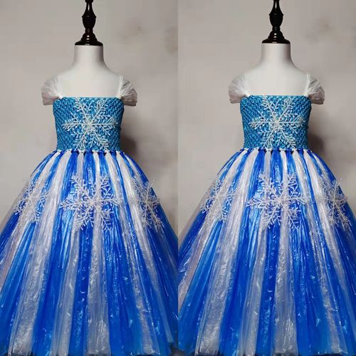 儿童环保服装diy手工材料自制废物利用亲子时装秀雪花裙幼儿走秀